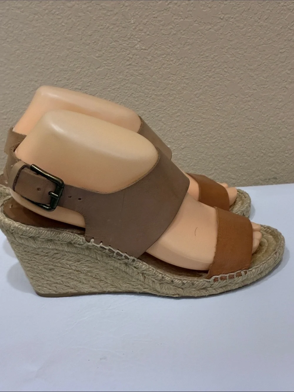 Soludos Two-Tone Brown Tan Espadrille Wedge Sandals